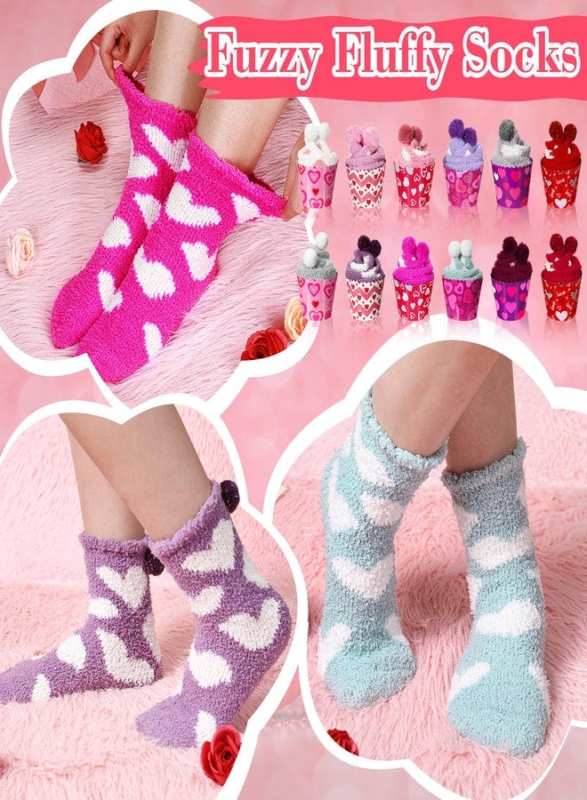 ShinyMatch 12 Pair Valentine's Day Cupcake Socks Fuzzy Socks Gift with Cupcake Card Cute DIY Present for Women Men(Classic) - Image 5